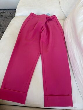 Women's High-Rise straight Tailored Crop Pants - Fuchsia hot pink Loft XXSP. NWT